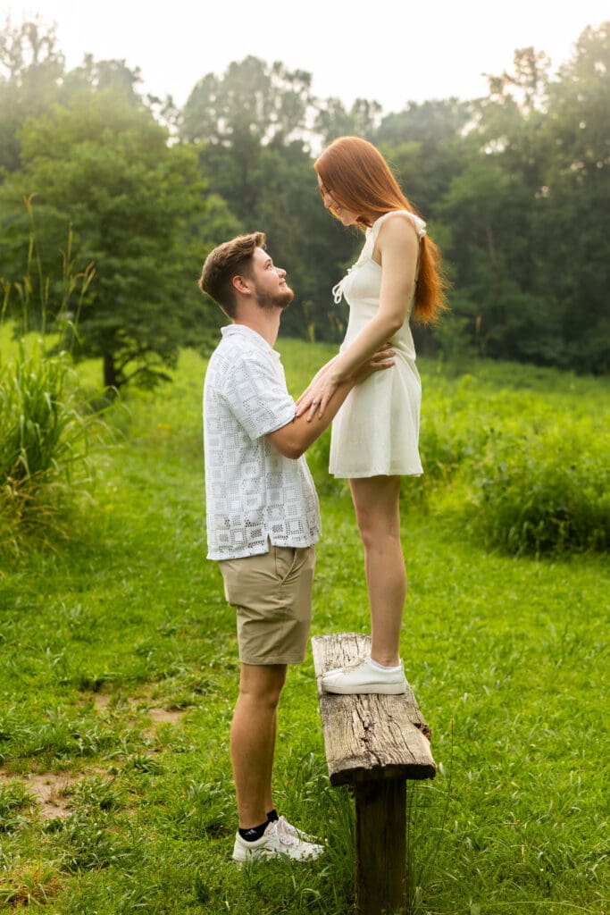 Couple holding each other smiling at Ellanor C. Lawrence Park
