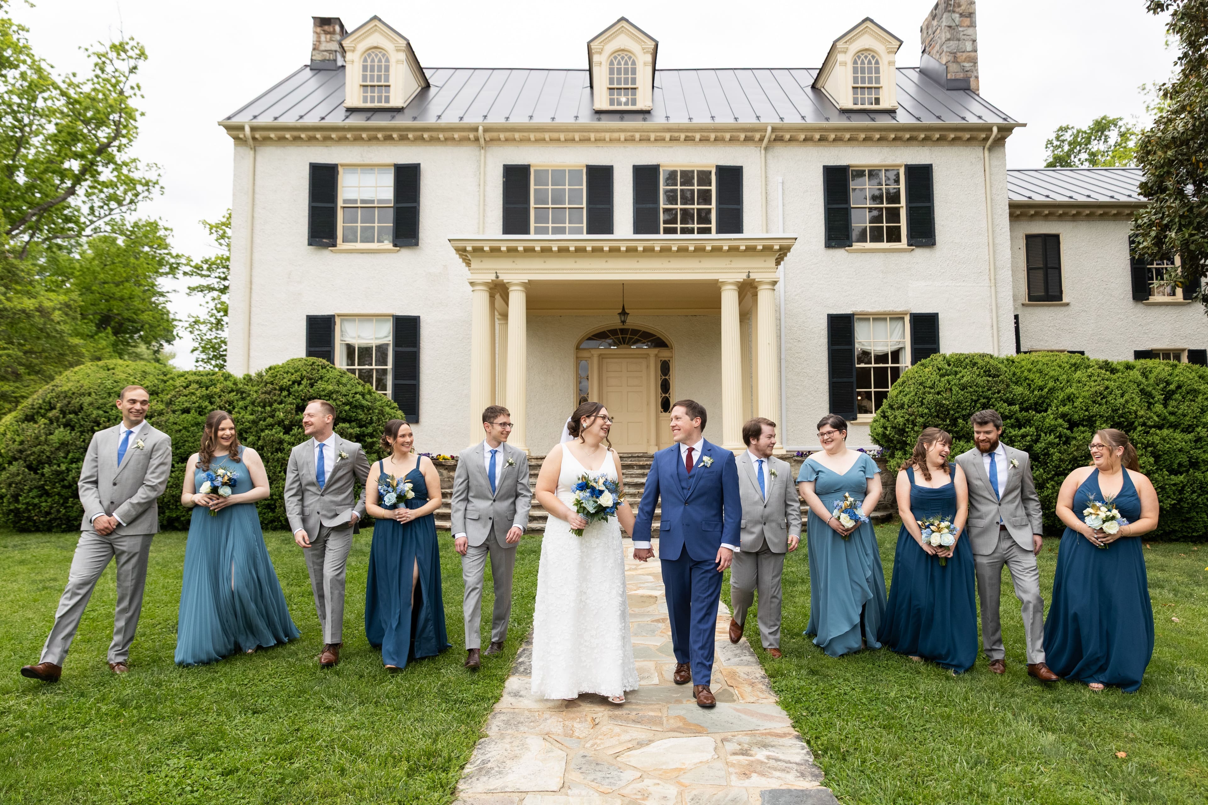 bridal party walking after ceremony
