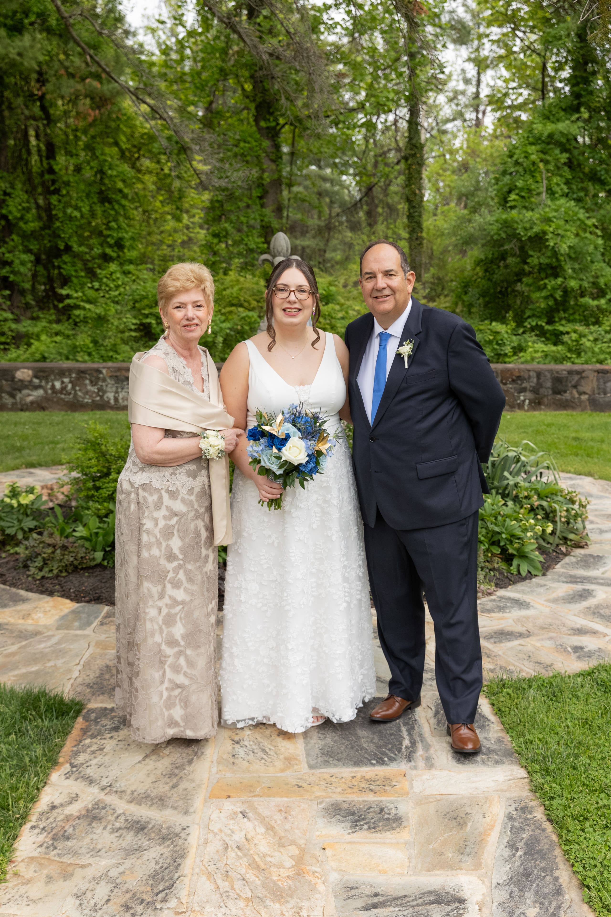 bride with parents